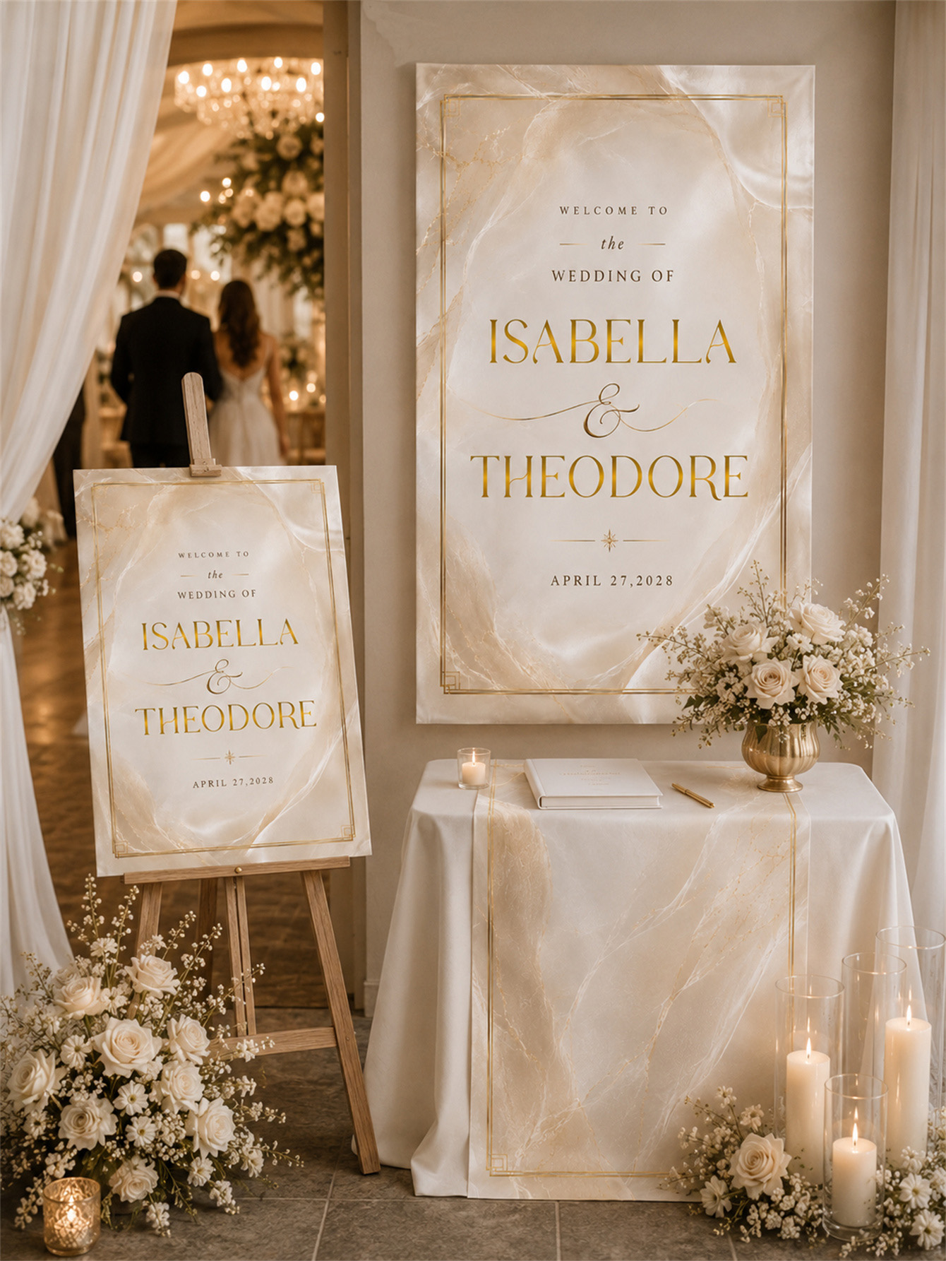 Customized luxurious marble gold wedding decorations - suitable for ceremony and banquet decoration